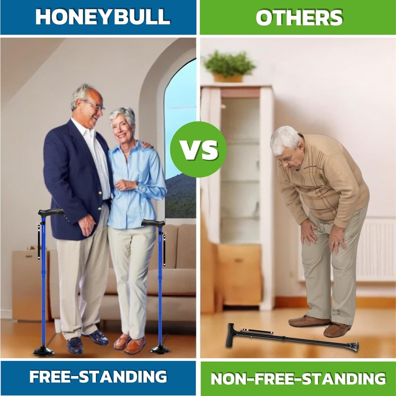 Walking Cane for Men & Women (Blue) Foldable, Adjustable, Heavy