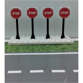 Building Bricks Toys Traffic Stop Sign’s City Town Road Street Toy Traffic Signs for Kids 4 Pcs Educational Learning Toy