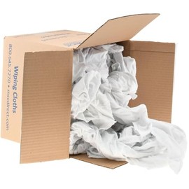 Pro Source Wide Virgin Cotton Rags - White, Fleece and Sweatshirt, Low Lint, 10 Lbs. at 3 to 4 per Pound, Box