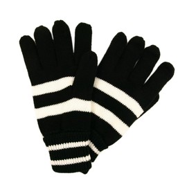 TrendsBlue Soft Knit Men's Striped Winter Insulated Gloves, Black & White