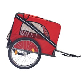 TREATLIFE HOME Durable and Stable Dog Bike Trailer for Outdoor Adventures, Mesh Design with 3 Entrances, Safety Flag, 20 Inch Wheels, Red and Black