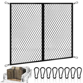 Cargo Net for Pickup Truck Bed, High Elastic Cargo Net with Fine Mesh and 8 Metal Hooks, Stretches from 4'×4' to 7'×7', Ideal for Most Vehicles and Boat, Truck Bed Netting for Cargo Secure Transport