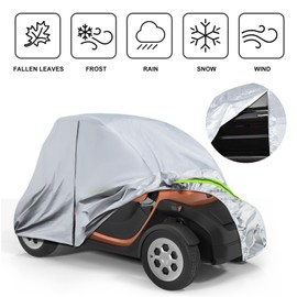 JinsenTGG Vollgarage Autoabdeckung Ersatz fr Renault Twizy 2012-2023, Auto Abdeckplane Autogarage Autoplane Ganzgarage, Atmungsaktive Vollgarage Wasserdicht Reflexionsstreifen, Silber