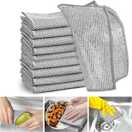 8 Pcs Multipurpose Wire Dishwashing Rags for Wet and Dry,2024 New Multifunctional Non-Scratch Wire Dishcloth,Wire Cleaning Cloth,Non Scratching Metal Wire Rag for Kitchen,Counter,Dishes,Sink - Color: 20 Pcs