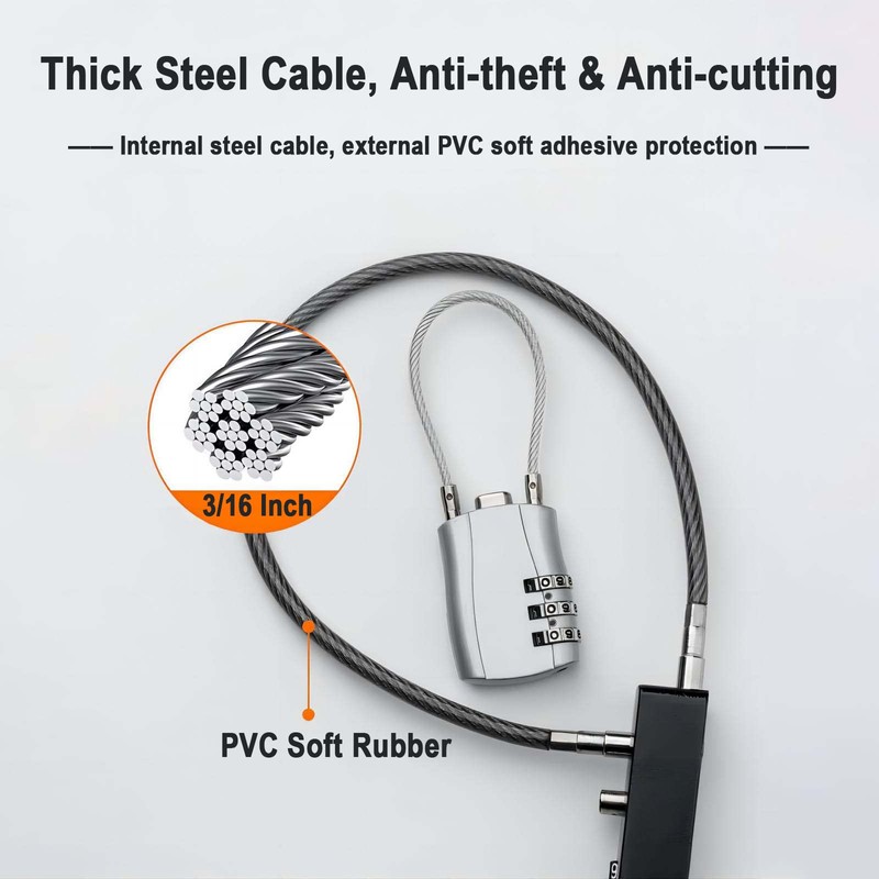Tcyoatoa Cable Locks with Combination, 23-3/5 Inches Braided Steel Locking