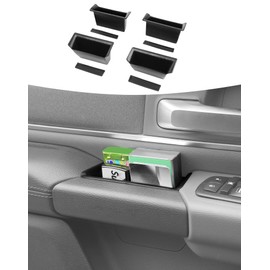 Summleaf for RAM Door Side Organizer Tray for 2018 2019 2020 2021 2022 2023 2024 2025 Dodge RAM 1500 Door Side Storage Box Handle Organizer Door Pocket Insert Tray Interior Accessories(Black 2018+)