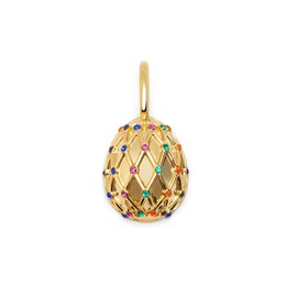 SINGULARU - Easter Egg. Brass Charm with 18K Gold Plating, Cubic Zirconia and Enamel Jewellery for Women, One size, Gold, No Gemstone