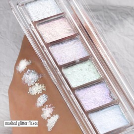 Fcozpjk Iridescent Nail Glitter Set, 6 Colors Mud Texture Aurora Chrome Powder, Pink Blue Pearlescent Glitter, Chameleon Nail Flakes Gold Leaf, Holographic Manicure Decor