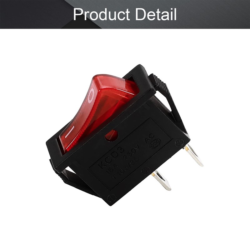 Fielect 1Pcs KCD3 ON/Off Boat Rocker Switch 2Pin 250V/15A 125V/20A