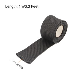 sourcing map Heat Shield Sleeve, 0.8" ID 3.3 Feet Heat Sleeve Automotive Wire Heat Shield Fuel Line Heat Shield Sleeve Heat Sleeve Heat Wrap 500 Degree for Wires, Black