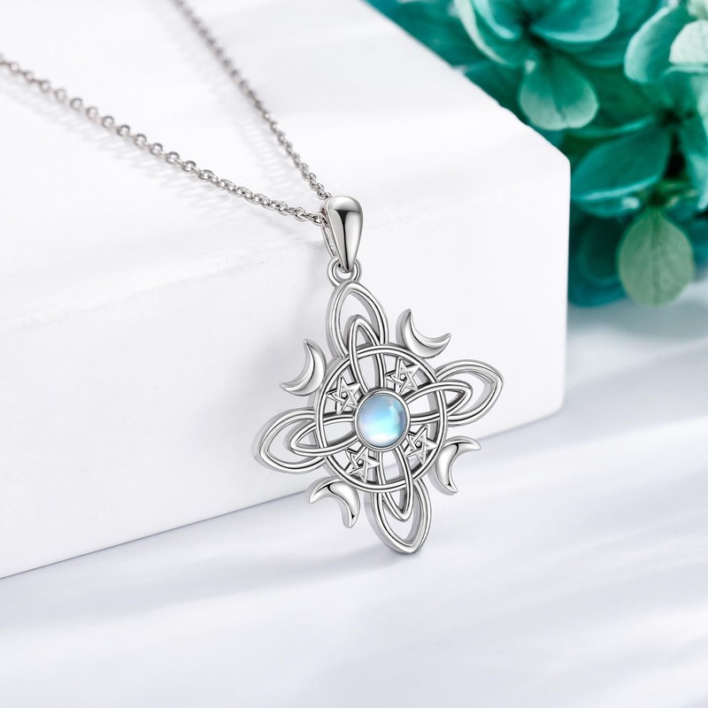CUPENDA Witch Knot Necklace 925 Sterling Silver Witch Celtic Knot