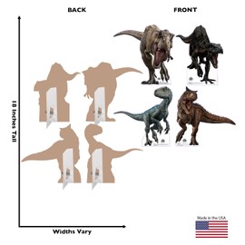 Cardboard People Jurassic World Mini Standees Set of 4 (T-Rex, Indoraptor, Camotaurus & Blue) Mini Cardboard Cutouts