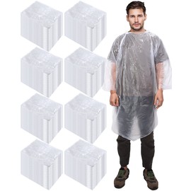 JaGely 120 Pack Disposable Rain Ponchos for Adults Bulk, Emergency Rain Poncho Family Pack, Throw Away Rain Ponchos Raincoat with Hood Disposable Ponchos Rain Gear, Clear
