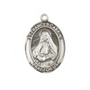 Mens Oval Pewter Saint Frances Cabrini Medal Pendant on 24"