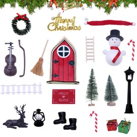 Gnome Accessory Set, Christmas Gnome Door Set, Gnome Accessories, Gnome Door Accessories, Christmas, Gnome Door Accessory Set, Christmas, Snowman, Wooden Ladder, Christmas Tree, Christmas Wreath