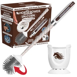 Horsepower Unicorn, AS-SEEN-ON-TV, Motorized Toilet Brush, Powerful Spinning Action, 360 Degree Cleaning Power, Flexible Silicone Bristles, Eliminate Stains & Residue, No Scrubbing, Rechargeable