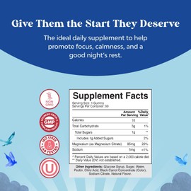 Relaxing Calm Magnesium Gummies for Kids - Great Tasting Kids Magnesium for Nerve Bone and Muscle Health Calm Gummies for Wellness with 85mg per Serving