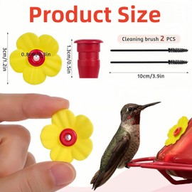 FUNNTY 20Pcs Hummingbird Feeder Replacement Flowers, Hummingbird Feeder Parts with 2 Cleaning Brush, Hummingbird Feeder Replacement Flowers for Outdoors Hanging Ant and Bee Proof