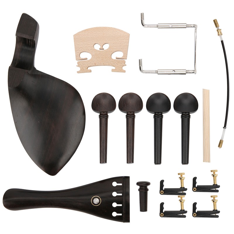 4/4 Violin Parts Tailpiece Ebony Tuning Pegs Chinrest Endpin Tuners