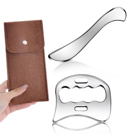 congumi Stainless Steel Muscle Scraper Tool 2pcs, Fascia Massage Tool for Muscle Therapy, Muscle Scraping Tool, Gua Sha Massage Tool for Body and Relieve Muscle Pain
