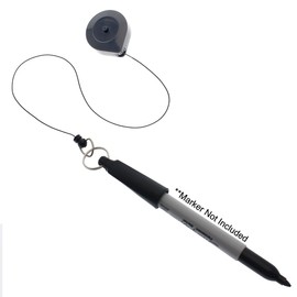2 Pack - Retractable Pen Holder (Marker & Carpenter Pencil Compatible)"Stay Open" Ratcheting Pull Cord - Belt Clip Reel & Small Key Ring by Reel-N-Rite (STAYS EXTENDED Until Button is Pressed)