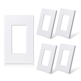 ELEGRP Matte White 1-Gang Screwless Decorative Wall Plates, Standard Size Unbreakable Thermoplastic Faceplate Cover for Decorator Receptacle Outlet Switch, UL Listed (5 Pack)