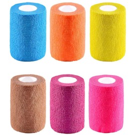 6 Pack 3” x 5 Yards Self Adhesive Elastic Bandage Wrap Stretch Self-Adherent Tape for First Aid,Sports, Wrist, Ankle (6 Colors)