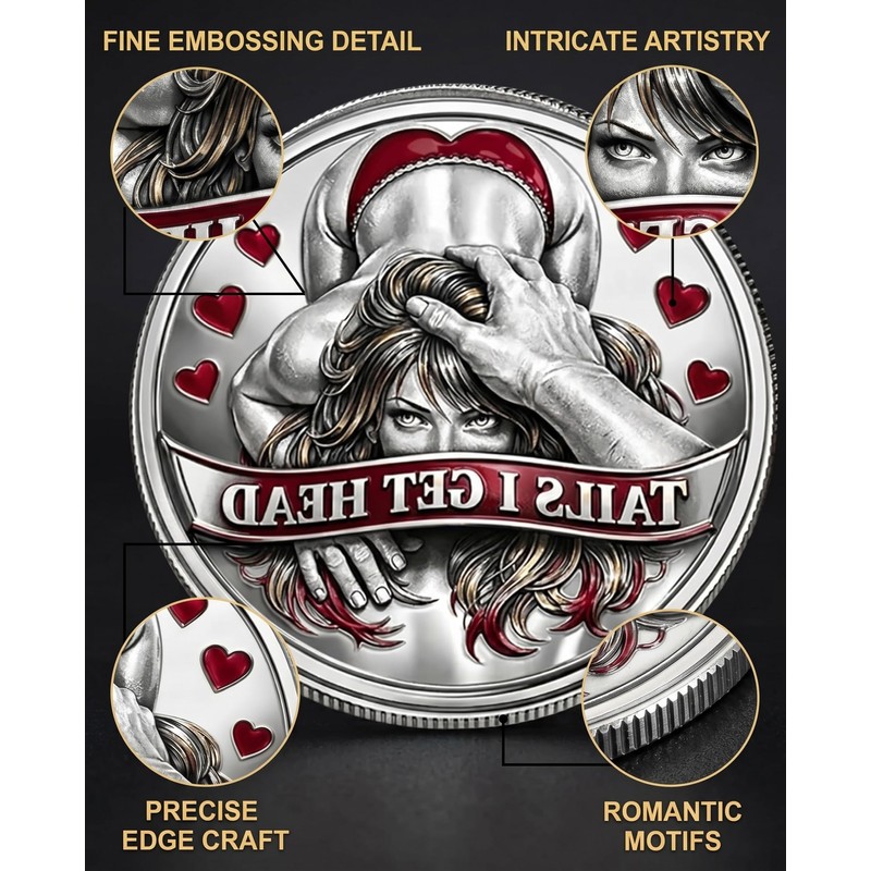AEUXZA Challenge Coin for Couples 3D Relief Commemorative Coin Funny