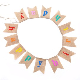ZEACCT Happy Birthday Hessian Banner, Happy Birthday Bunting Banner Birthday Bunting for Wedding, Baby Shower, Birthday Party Decoration Party and Other Celebrations