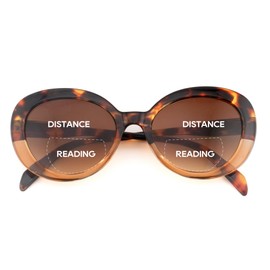 zooxsky Bifocal Reading Sunglasses for Women,Outdoor Bifocus Sunglasses Readers Trend Round Sun Readers Glasses With Spring Hinge Tortoiseshell Gradient Brown +1.50