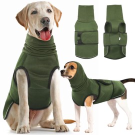 IDOMIK Dog Anxiety Calming Hoodie, Breathable Dog Jacket Vest for Thunderstorms, Fireworks, Vet Visits, Separation, Adjustable Noise Block & Ear Protection Recovery, Green, M