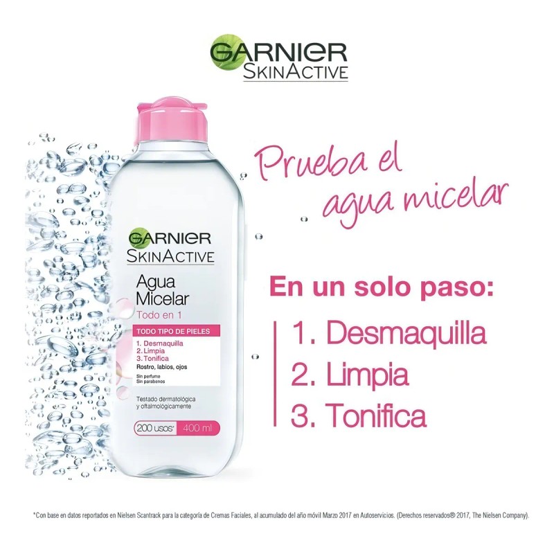 Agua Micelar Garnier Skinactive 400 Ml Todo En 1