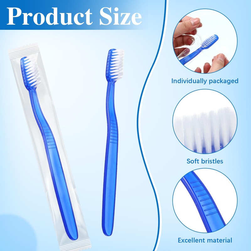 Ziliny 100 Pcs Prepasted Disposable Toothbrushes Bulk Individually Wrapped Pre
