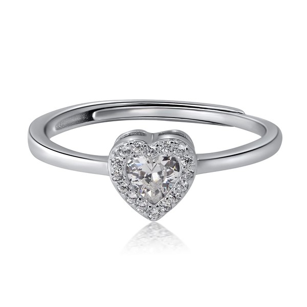 Stering Silver Ring for Women Heart Diamond Ring Dainty Stackable