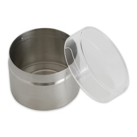 RSVP International Endurance Collection Small Stackable Metal Tins with Clear Lids, Brushed Stainless Steel, Magnetic Base, 2.5" Diameter x 2" Tall, 4 Fl Oz Capacity
