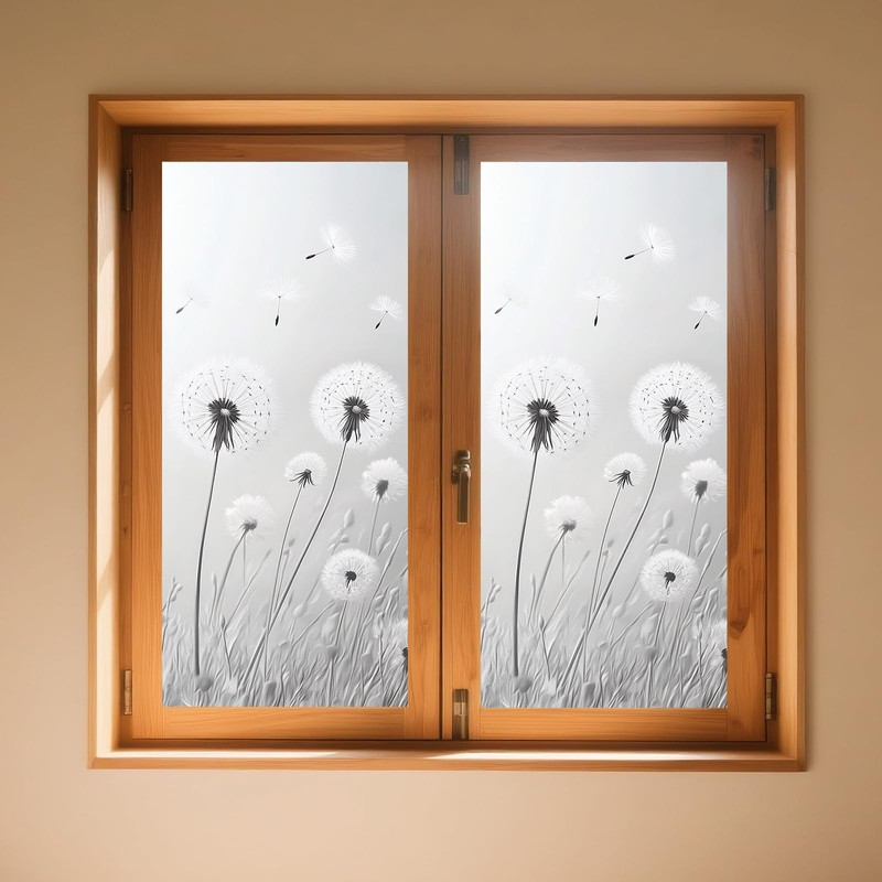Privacy Window Film Stained Glass Window Cling Dandelion Decorative