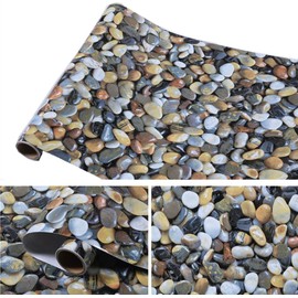 REDODECO 3D Cobblestone Self Adhesive Gloss Vinyl Wrap Film Kitchen Countertop Peel Stick Wallpaper Decal 15.8inx79in