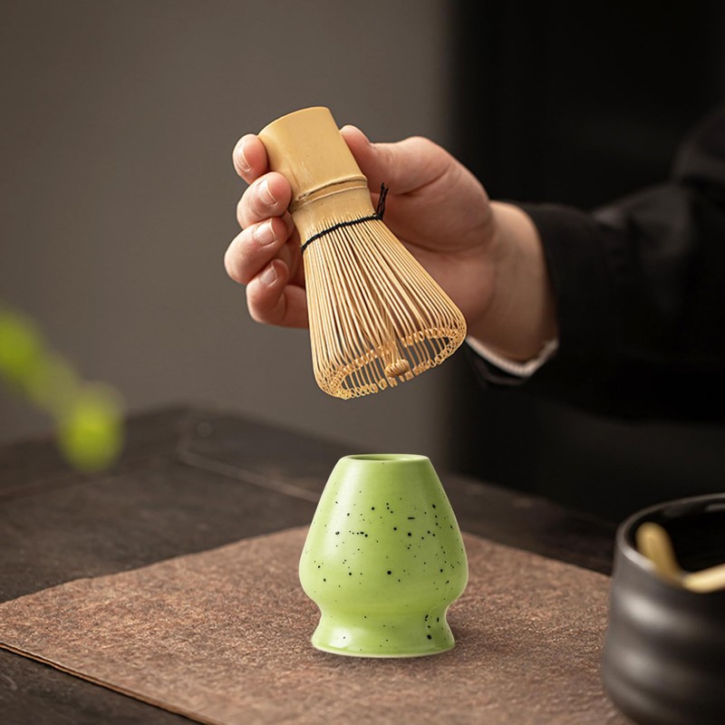 Matcha Tea Set with Bamboo Matcha Whisk and Spoon, Ceramic