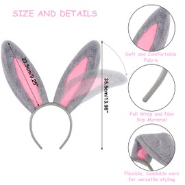 FASOTY Easter Bunny Ears Headband and Tail For Women Girls Soft Cute Rabbit Ears Headband Cosplay Accessories for Easter Party
