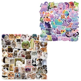 PRXYVLQT Lustiges Katzen Aufkleber Set, 100 Stück, süße Katzen Aufkleber wasserfeste Vinyl Aufkleber ästhetische Aufkleber für Katzenliebhaber Geeignet für Erwachsene Kinder (Katzenform)