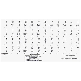Greek Transparent Keyboard Stickers Decal Label Greek Alphabet for Laptop Computer (Black)