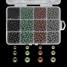 EYEBEADS 1000pcs Assorted Soft Plastic Round Carp Fishing Beads Dark Color Fishing Bait Eggs 4mm 5mm 6mm