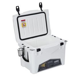 GarveeLife 35 Quart Portable Ice Cooler, Heavy Duty Ice Chest with Portable Cup Holder, Fish Ruler, Bottle Openers, Camping Cooler for Beach Boat Fishing Picnic Travel