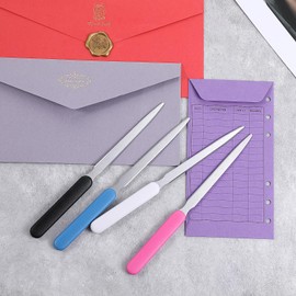 Yuanchu 4 Pcs Letter Openers, Stainless Steel Envelope Slitter Multicolored Mail Opener Tool Sword Wrapping Paper Cutting Knife for Office Home Supplies