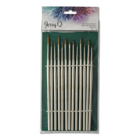 Jerry Q Art 13 Pcs Detail Paint Brushes, Double Color Synthetic Hair, High Performance for Oil, Acrylic and Watercolor JQ-501