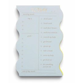 DesignWorks Ink 4" x 6" Wavy Daily Self Care, Priorities, and Goals Notepad with 180 Tear-Off Sheets, Cloud