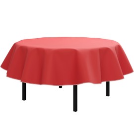 Exquisite Red Vinyl Tablecloths - 70 in. Round - Pack of 1 Round Tablecloth - Red Flannel Backed Vinyl Tablecloths for Round Tables - Plastic Table Cloths with Flannel Backing - Waterproof