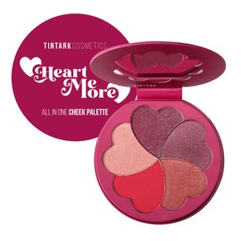 TINTARK Heart Me More Blush Palette, Bronzer Blush and Highlighter Palette, Cheek Blush Makeup, Talc Free, Bright Pink Blush Powder, Pink Purple Blush Palette, Peach Orange Shiny