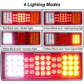Ygmylandbb LED Trailer Tail Lights, 48LEDs Truck Tail Lights DC24V Amber Red White Turn Signal Running Brake Reverse Trailer Taillight Bar Waterproof Lamps Fits Truck RV 2 Pcs (48LED)