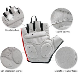 EULANT Cycling Gloves Fingerless Padded Gloves Half Finger Cycling Gloves Men and Women for MTB Road Bike Mountain Bike Strength Training Fitness Riding Crossfit Mountaineering Red XL